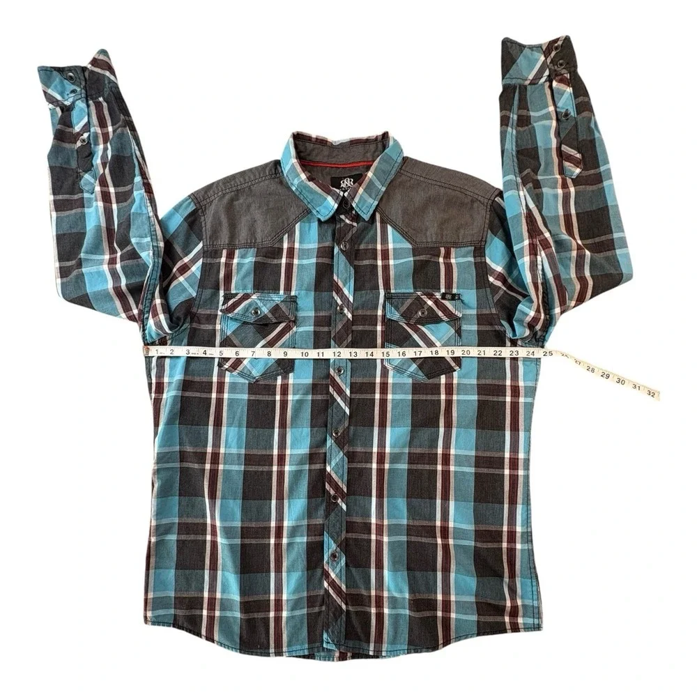 Rock & Republic Mens XL‎ Plaid Snap Shirt Western Yoke Cowboy Style RN73277